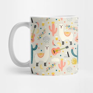 Llama and Cactus on Pastel Colors Mug